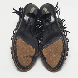 Pre Owned Dior Black Leather Crystal Embellished Strappy Sandals Size 36