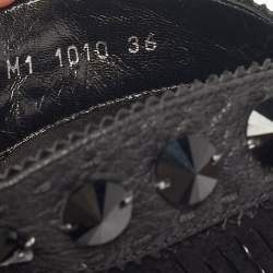 Pre Owned Dior Black Leather Crystal Embellished Strappy Sandals Size 36