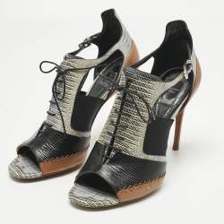 Pre Owned Dior Tricolor Lizard Embossed Leather and leather Cut Out  Booties Size 40