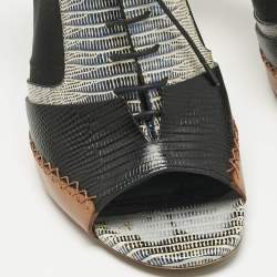 Pre Owned Dior Tricolor Lizard Embossed Leather and leather Cut Out  Booties Size 40