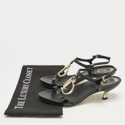 Pre Owned Dior Black Patent Leather Ankle Strap Sandals Size 36