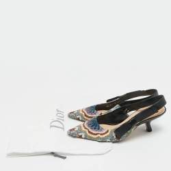 Pre Owned Dior Multicolor Brocade Fabric and Leather J'Adior Slingback Pumps Size 37.5