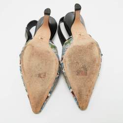 Pre Owned Dior Multicolor Brocade Fabric and Leather J'Adior Slingback Pumps Size 37.5