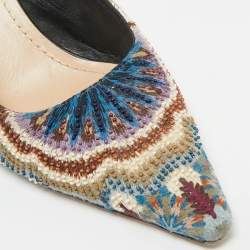 Pre Owned Dior Multicolor Brocade Fabric and Leather J'Adior Slingback Pumps Size 37.5