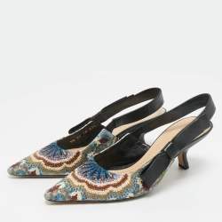 Pre Owned Dior Multicolor Brocade Fabric and Leather J'Adior Slingback Pumps Size 37.5