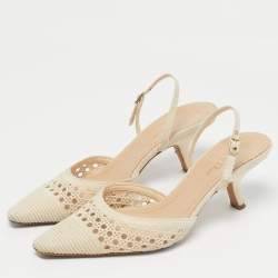 Pre Owned Dior Beige Canvas Cut Out J'Adior Pumps Size 40