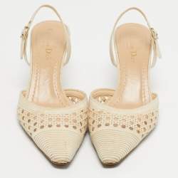 Pre Owned Dior Beige Canvas Cut Out J'Adior Pumps Size 40