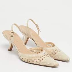 Pre Owned Dior Beige Canvas Cut Out J'Adior Pumps Size 40
