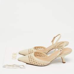 Pre Owned Dior Beige Canvas Cut Out J'Adior Pumps Size 40