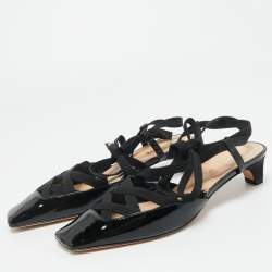 Pre Owned Dior Black Patent Leather and Satin D-Envol Pumps Size 36.5