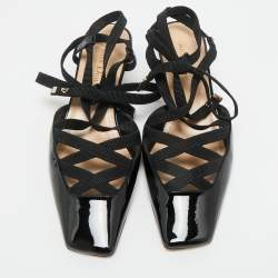 Pre Owned Dior Black Patent Leather and Satin D-Envol Pumps Size 36.5