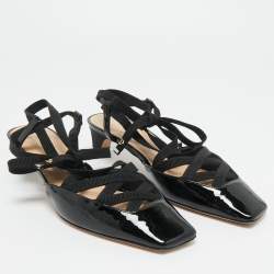 Pre Owned Dior Black Patent Leather and Satin D-Envol Pumps Size 36.5