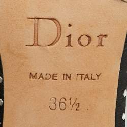 Pre Owned Dior Black/White Dot Fabric Slide Sandals Size 36.5