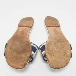 Pre Owned Dior Multicolor Canvas Dway Slide Sandals Size 39