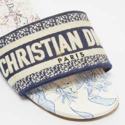 Pre Owned Dior Multicolor Canvas Dway Slide Sandals Size 39