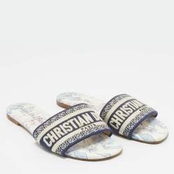 Pre Owned Dior Multicolor Canvas Dway Slide Sandals Size 39