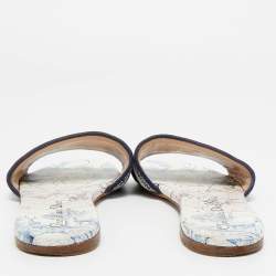 Pre Owned Dior Multicolor Canvas Dway Slide Sandals Size 39