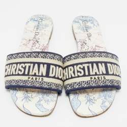 Pre Owned Dior Multicolor Canvas Dway Slide Sandals Size 39
