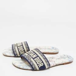 Pre Owned Dior Multicolor Canvas Dway Slide Sandals Size 39