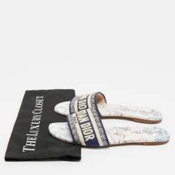 Pre Owned Dior Multicolor Canvas Dway Slide Sandals Size 39