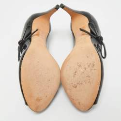 Pre Owned Dior Black Patent Leather Peep Toe Pumps Size 36