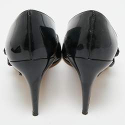 Pre Owned Dior Black Patent Leather Peep Toe Pumps Size 36