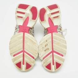 Pre Owned Dior Multicolor Printed Fabric and Rubber D-Connect Sneakers Size 38.5