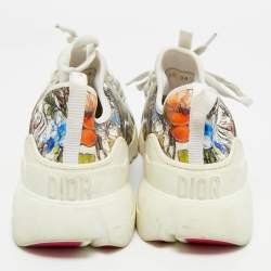 Pre Owned Dior Multicolor Printed Fabric and Rubber D-Connect Sneakers Size 38.5