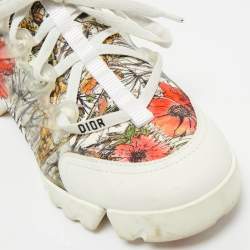 Pre Owned Dior Multicolor Printed Fabric and Rubber D-Connect Sneakers Size 38.5