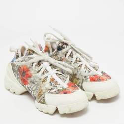 Pre Owned Dior Multicolor Printed Fabric and Rubber D-Connect Sneakers Size 38.5