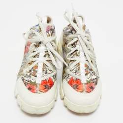 Pre Owned Dior Multicolor Printed Fabric and Rubber D-Connect Sneakers Size 38.5