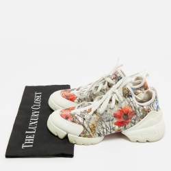 Pre Owned Dior Multicolor Printed Fabric and Rubber D-Connect Sneakers Size 38.5
