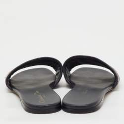 Pre Owned Dior Navy Blue Embroidered Canvas Dway Flat Slide Sandals Size 40