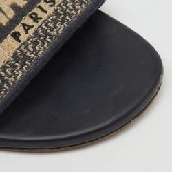 Pre Owned Dior Navy Blue Embroidered Canvas Dway Flat Slide Sandals Size 40