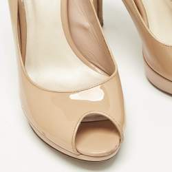 Pre Owned Dior Beige Patent Leather Miss Dior Pumps Size 38