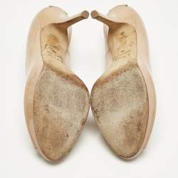 Pre Owned Dior Beige Patent Leather Miss Dior Pumps Size 38