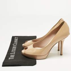 Pre Owned Dior Beige Patent Leather Miss Dior Pumps Size 38