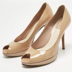 Pre Owned Dior Beige Patent Leather Miss Dior Pumps Size 38