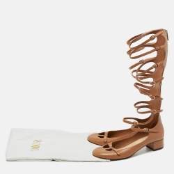 Pre Owned Dior Beige Leather Gladiator Flats Size 38.5