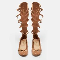 Pre Owned Dior Beige Leather Gladiator Flats Size 38.5