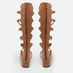 Pre Owned Dior Beige Leather Gladiator Flats Size 38.5