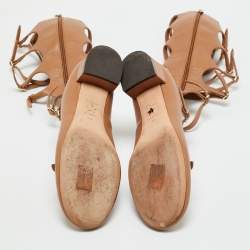 Pre Owned Dior Beige Leather Gladiator Flats Size 38.5