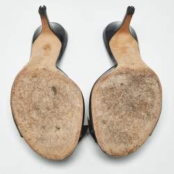 Pre Owned Dior Black Patent Leather Bow Detail Open Toe Slide Sandals Size 36