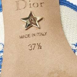 Pre Owned Dior Blue/White Technical Fabric J'adior Slingback Pumps Size 37.5