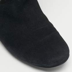 Pre Owned Dior Black Suede Studs Mid Calf Riding Boots Size 36