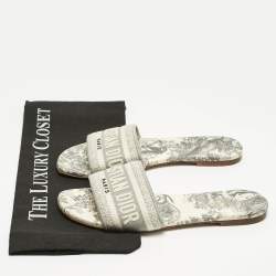Pre Owned Dior Two Tone Canvas Dway Flat Slide Size 37.5