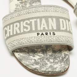 Pre Owned Dior Two Tone Canvas Dway Flat Slide Size 37.5