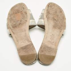 Pre Owned Dior Two Tone Canvas Dway Flat Slide Size 37.5