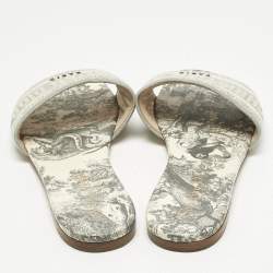 Pre Owned Dior Two Tone Canvas Dway Flat Slide Size 37.5