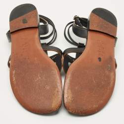 Pre Owned صندل فلات ديور كلوب دي جلد أسود مقاس 38.5